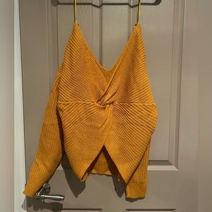 Mustard Yellow Knitted Sweater with Swirled Back